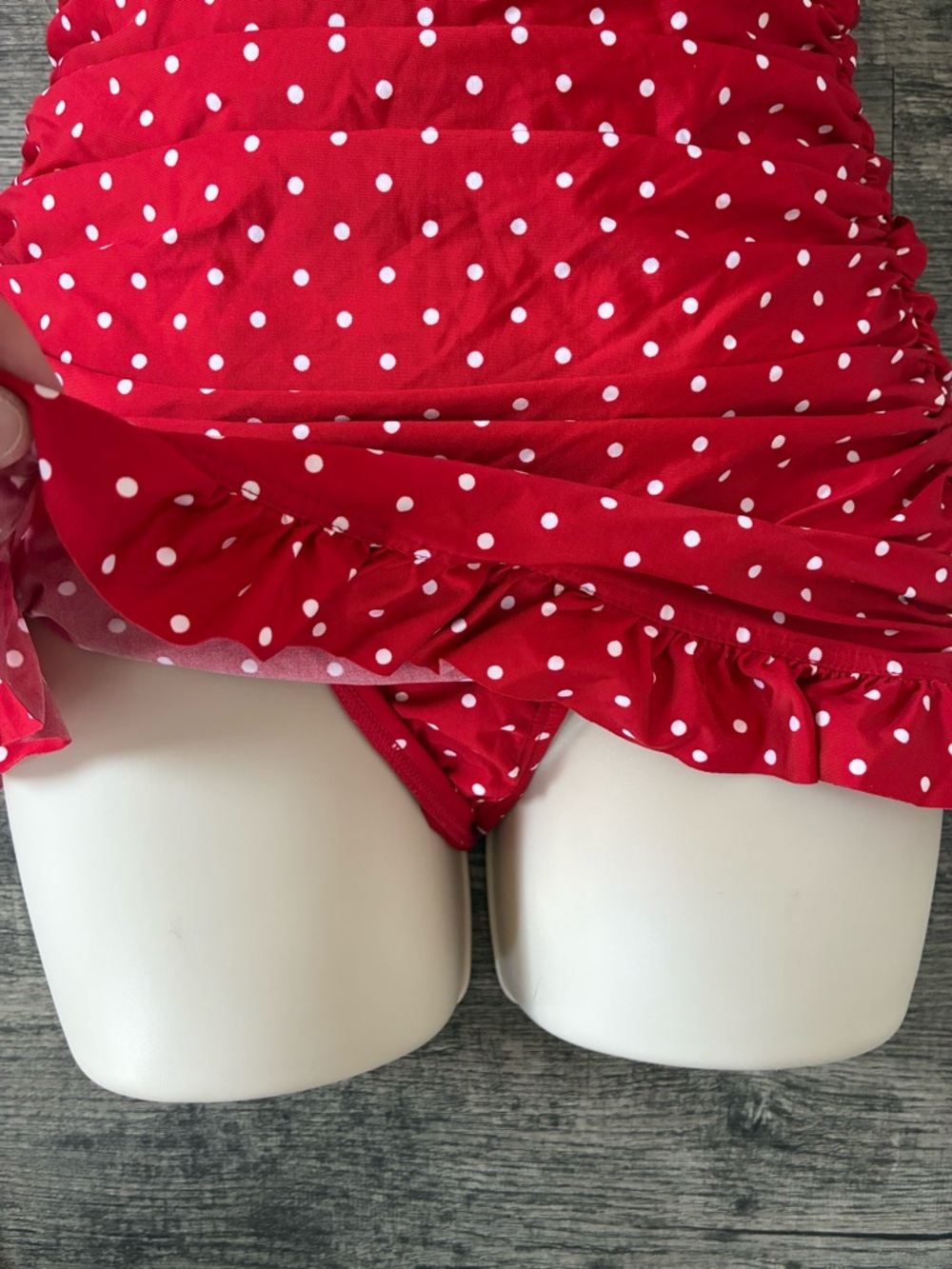 Jantzen Swim Dress One Piece 10 Retro Pinup Red Polka Dot Twist Front - Picture 4 of 7